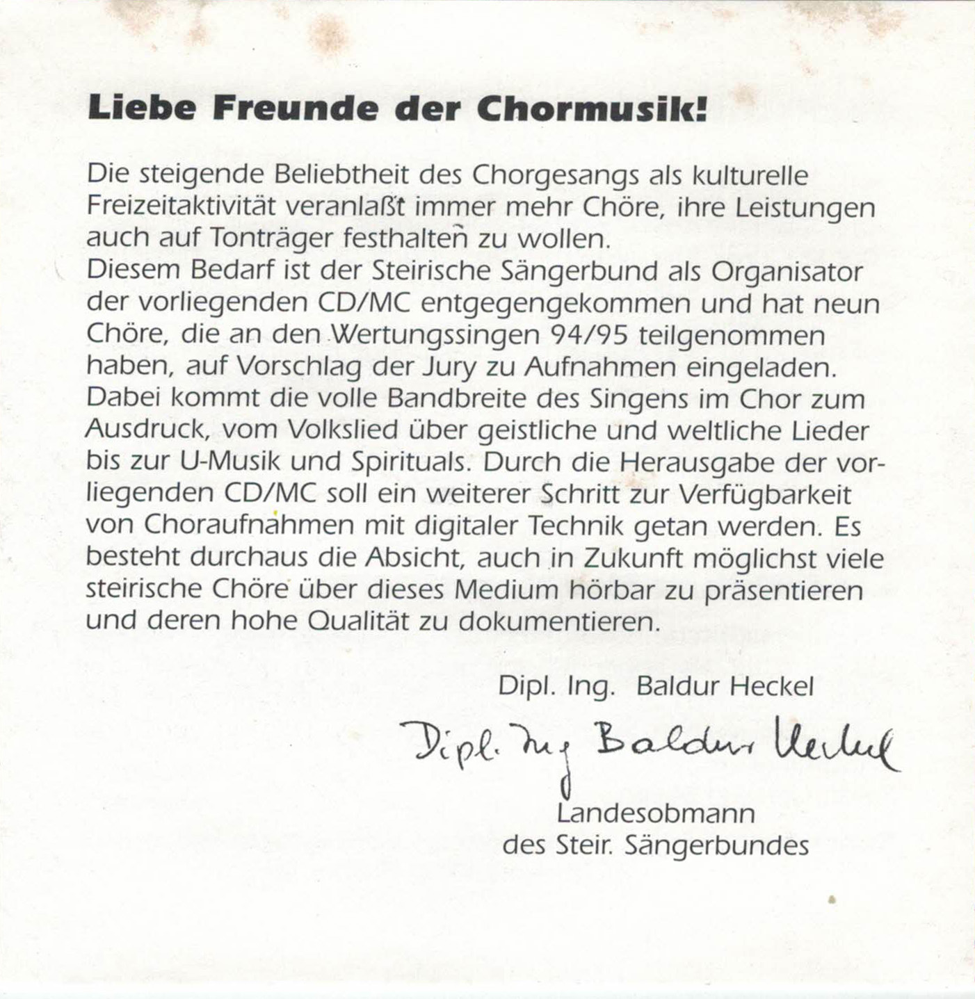 CD - Steirische Chöre